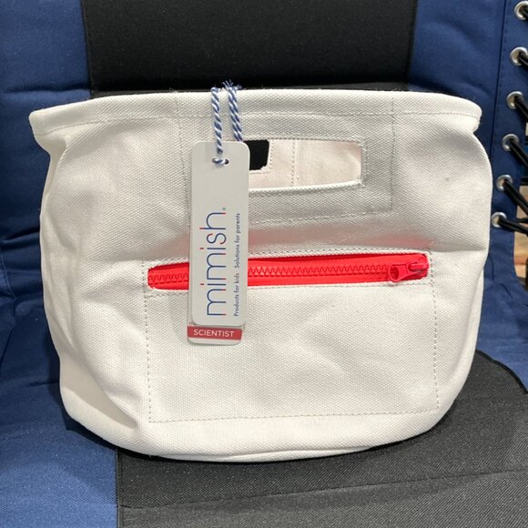 MIMISH White Storage Bin Round Canvas 100% Cotton With Zipper & Handles - Picture 1 of 8